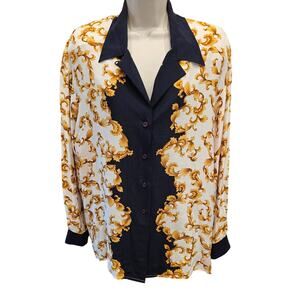 NWT 100% silk vintage Evan picone silk long sleeve button up blouse elegant 12